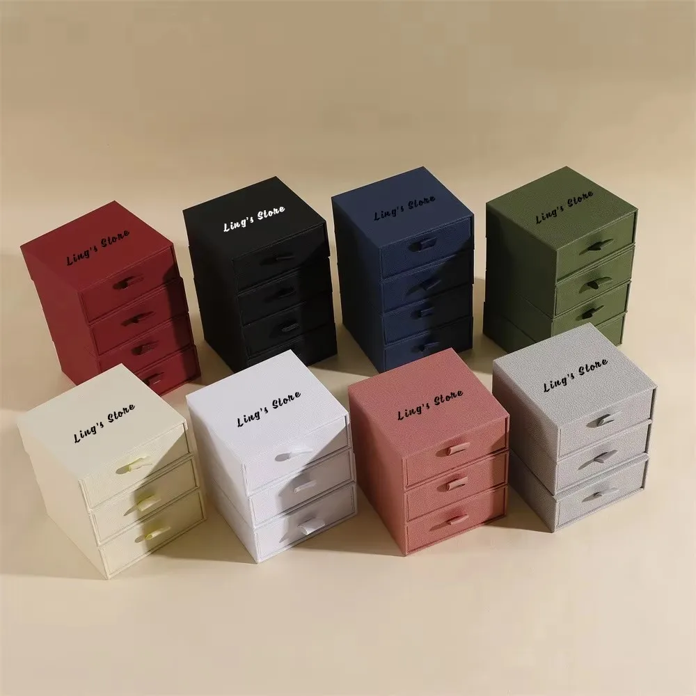 

50Pcs Custom Personal Logo 9x9x3.5cm Jewelry Drawer Box Wrist Watch Press on Nail Ring Bracelet Necklace Key Pouch Bag Packaging