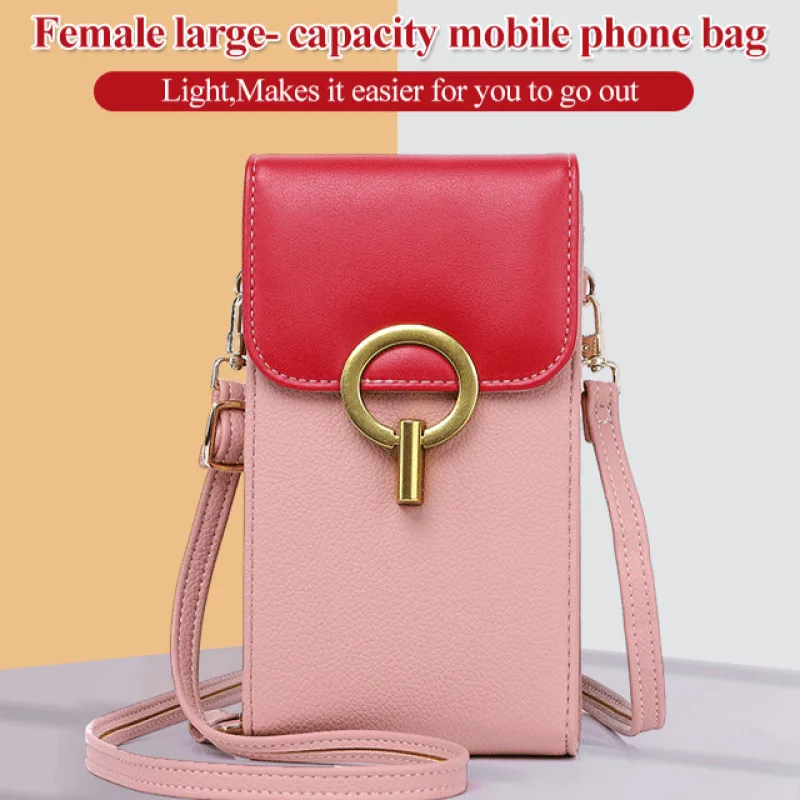 กระเป๋าสะพายหนัง PU สำหรับผู้หญิงกระเป๋าหิ้วมีฝาปิดขนาดเล็กคุณภาพสูงกระเป๋าโทรศัพท์เซลล์แนวตั้งสำหรับผู้หญิง