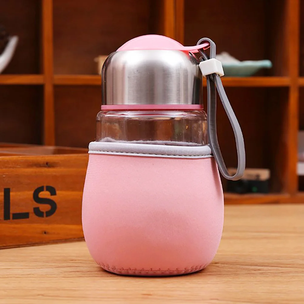 

Transparent Penguin Bottle Portable Glass Sports Water Bottle Heat Resistant with Infuser for Travel Fitness