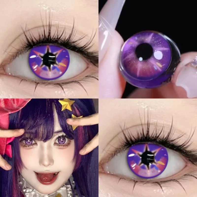 Image of DUOXIU 1 Jahr 2 Stück Cosplay farbige Kontaktlinsen Myopie Anime Cyber Grey Farbe mit Power Foggy White für Halloween