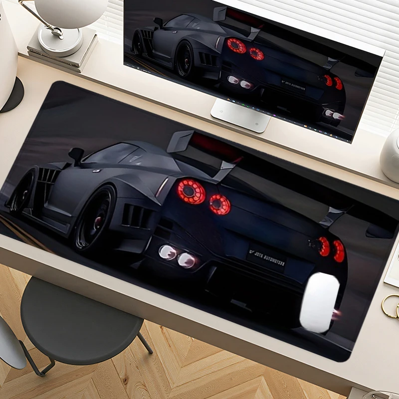 

Black Racing Car Mouse Pad Large Desk Accessories Desk Pad Rubber Base with Stitched Edge Mousepad Non-Slip Mousepad for Office