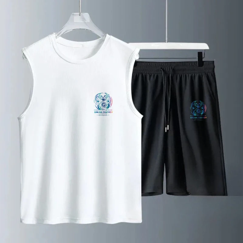 

Men's Tank Top Sets 2026 Summer Quick drying beach seaside Men's sweatshirt set sports Breathable running oversize jogging set