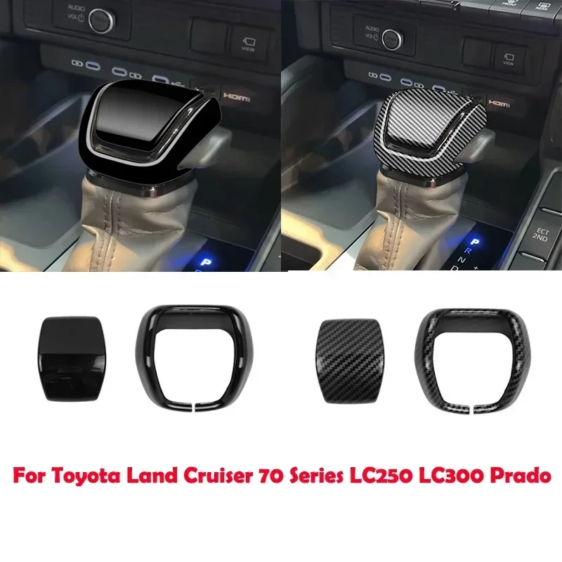 For Toyota Land Cruiser 250 Prado LC250 LC300 70 ABS Carbon Fiber Car Gear Shift Knob Gear Head Cover Trim Sticker Accessories