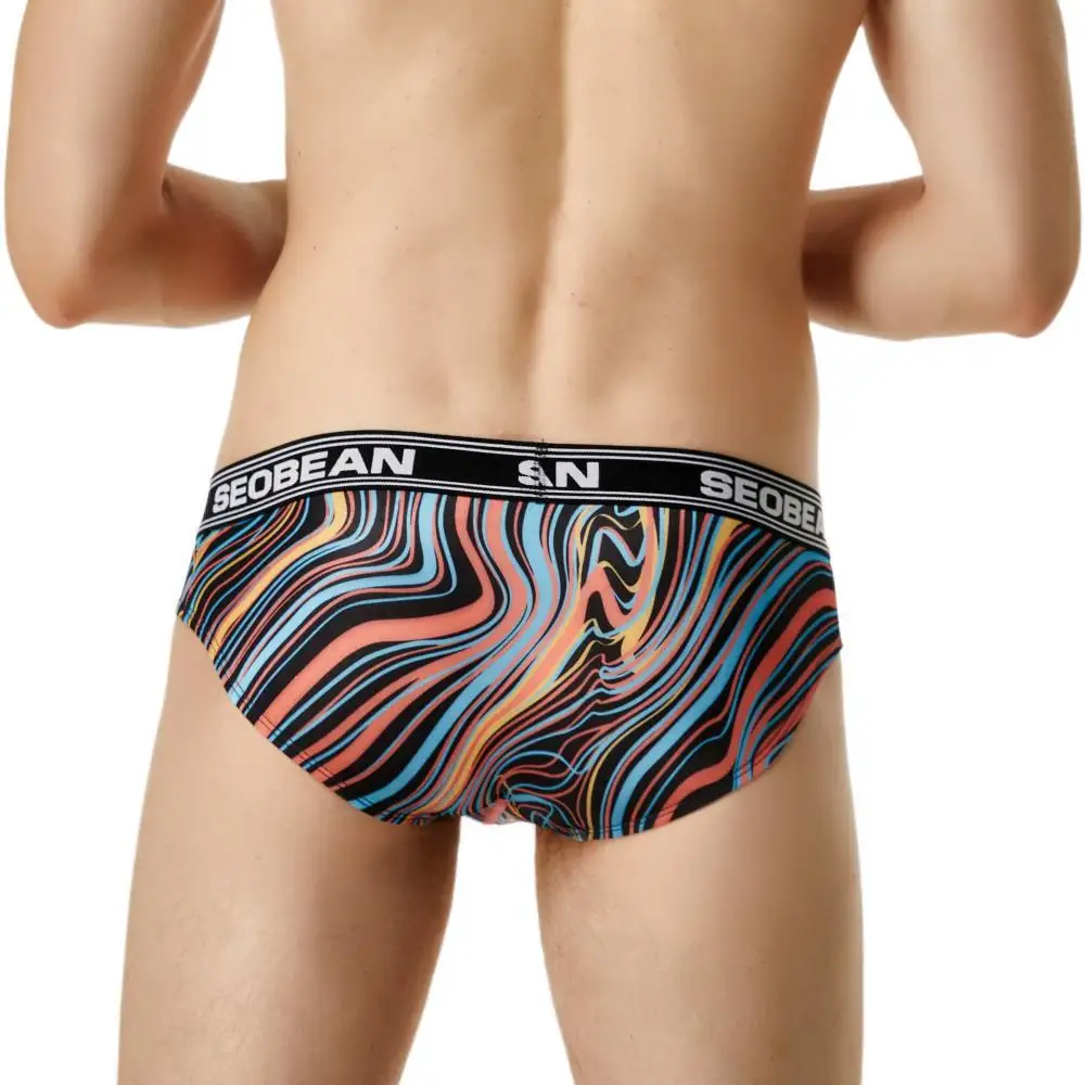 SEOBEAN Sexy Men Briefs Fashion Printing Men Underwear Low-waist Underpants Briefs for Men