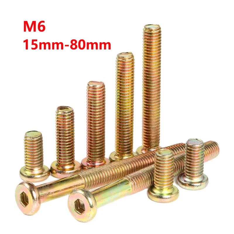 

M6 Zinc Plated Hex Drive Allen Socket Cap Furniture Screws Metric Thread Barrel Bolt Nut for Furniture Cots Beds Crib and Chairs