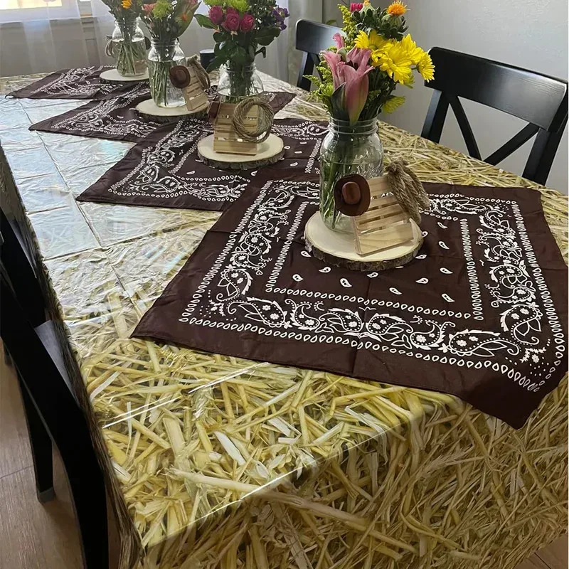 1-3 حزمة القش الجدول يغطي القش مفرش طاولة مزرعة النجوم القش بالات الديكور المزرعة الغربية موضوع كاوبوي حفلة عيد ميلاد لوازم #6