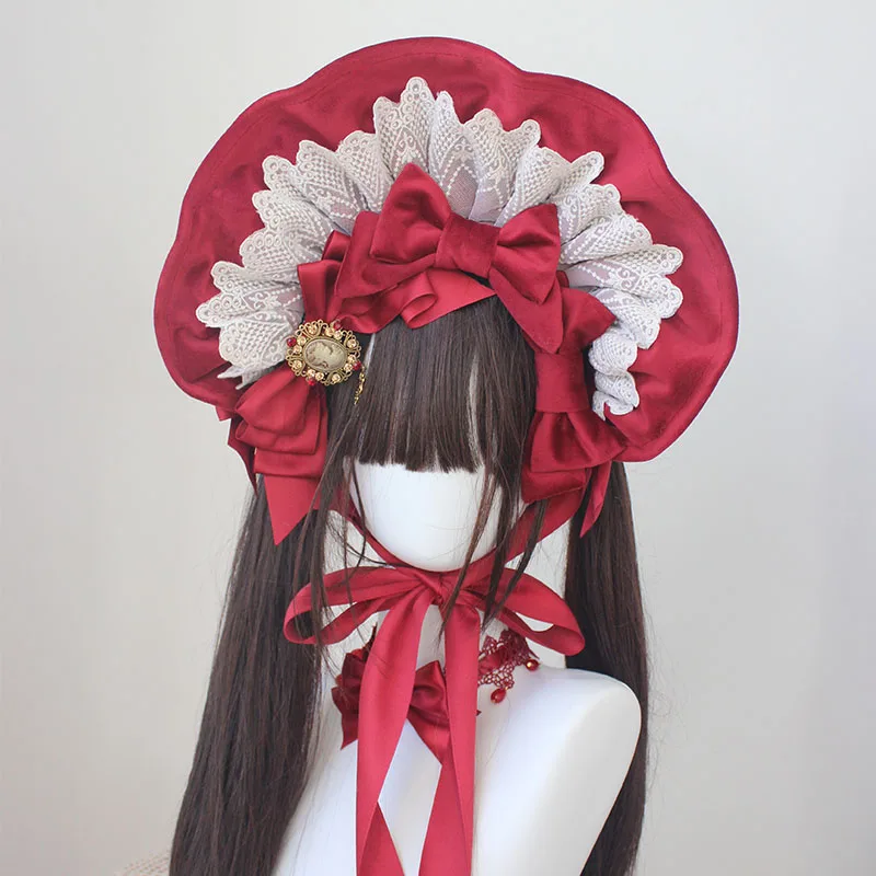 2026 New Vintage Doll‑like Handmade Lolita Bonnet Hat,Sweet BNT Hair Clips Hair Accessories for Tea Party Cosplay Girls Matching