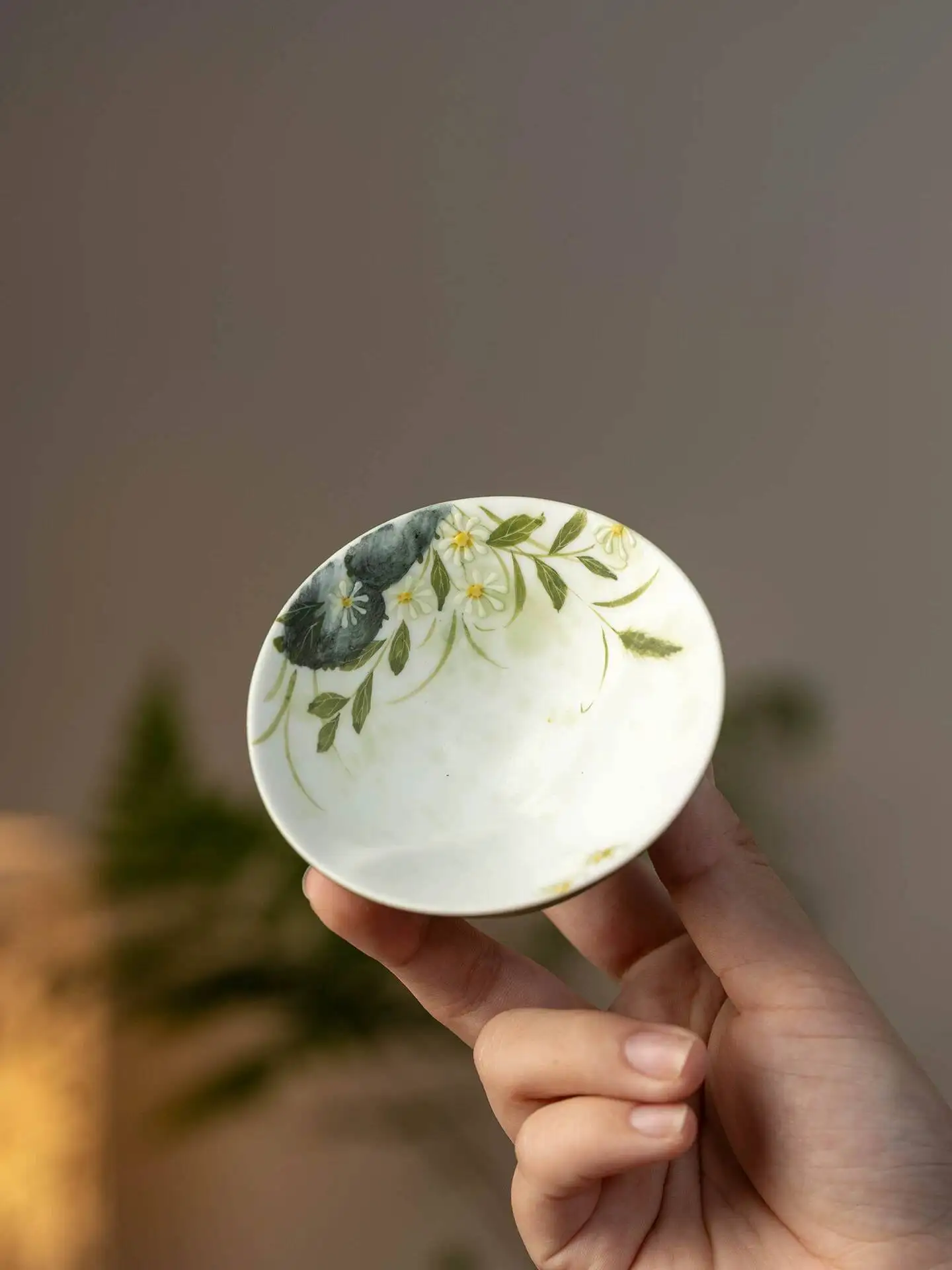Gourd-Shaped For Women, Personal Use, Hand-Painted Daisy Design, Fortune Cup, Household Ceramic Chinese-Style Tea Cup