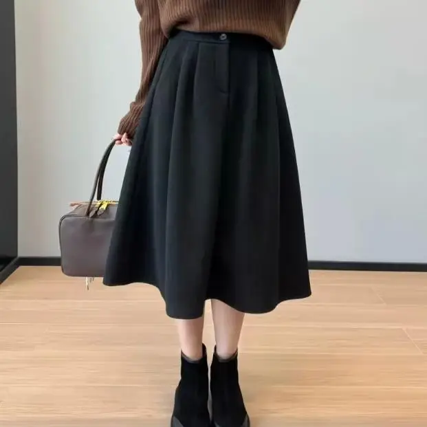 

Deluest Women's Thiened down A-Line Skirt Winter Woolen Skirts Warm Flared Skirts Korean Sle Mid-Length Skirts