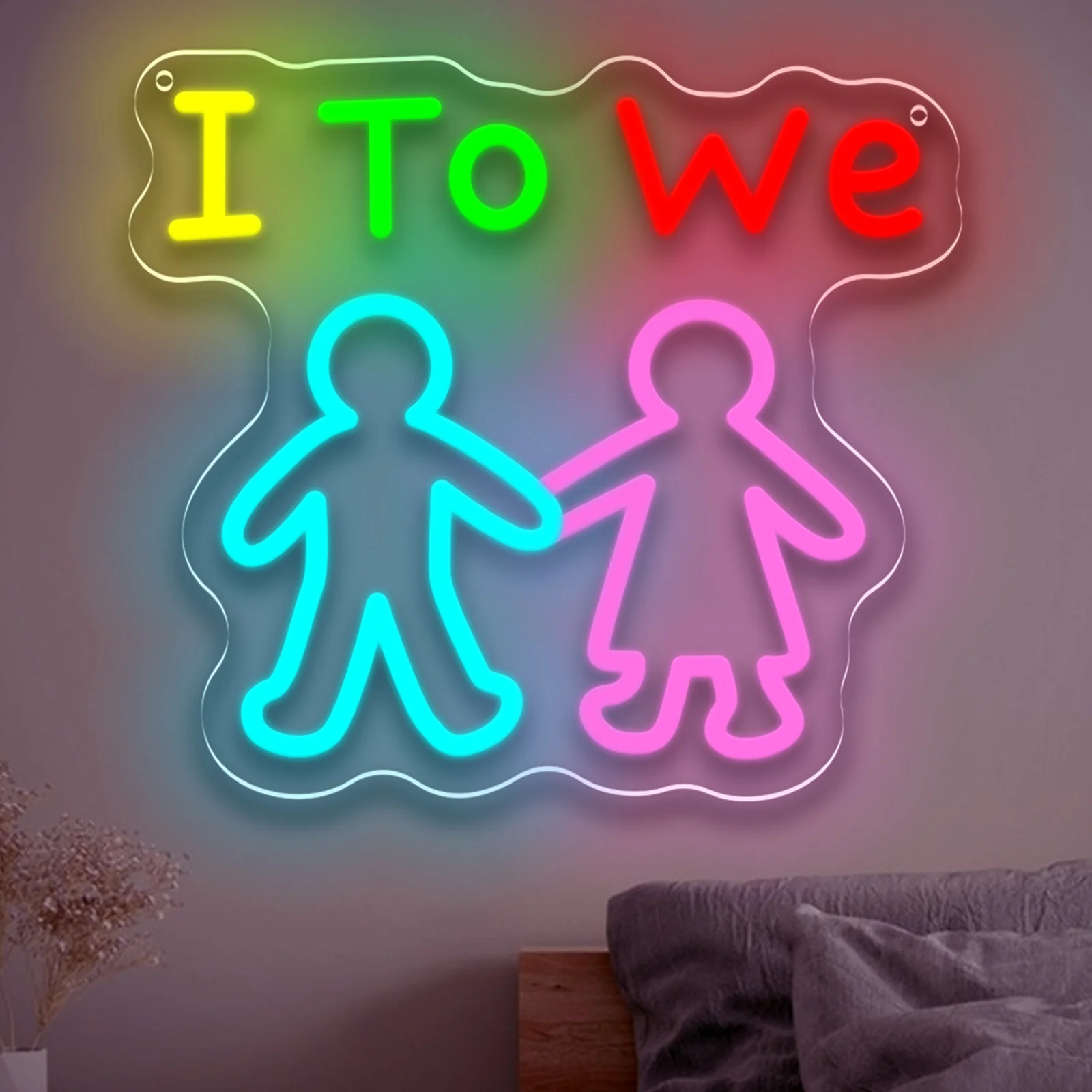 

Couple Romantic LED Neon Sign I To We Neon Light for Bedroom Wedding Proposal Party Decor USB Dimmable Couples Anniversary Gift