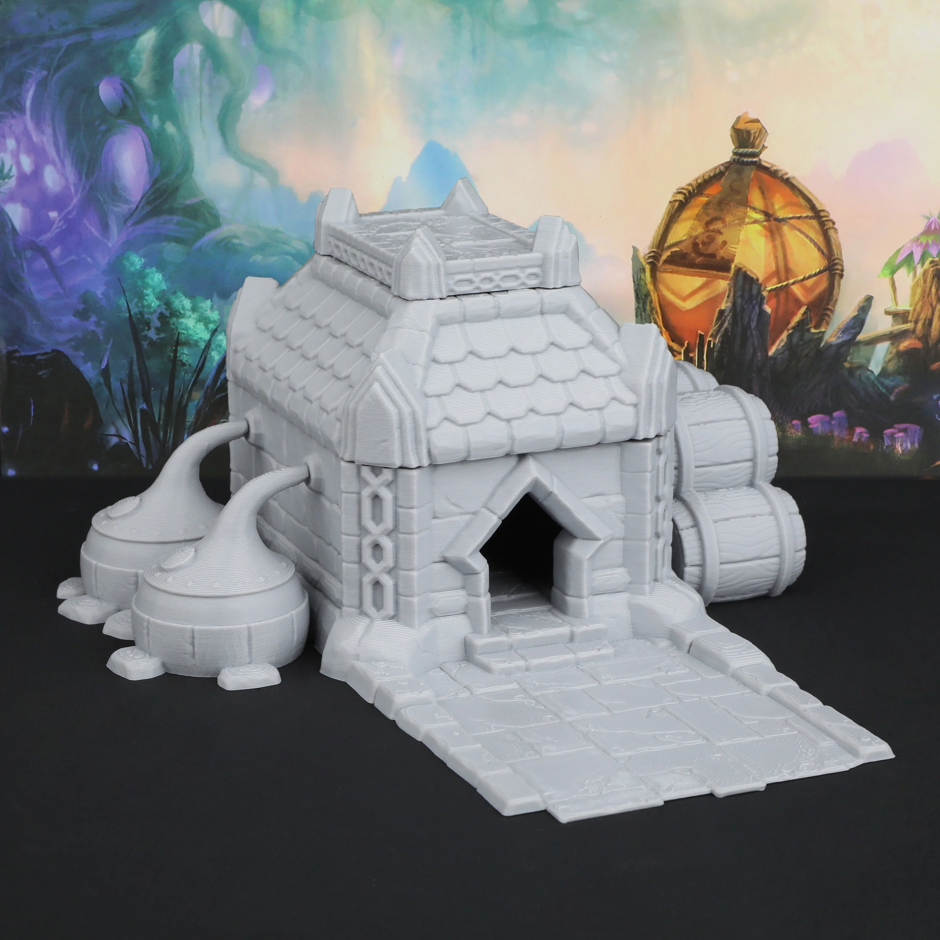 Medieval Brewery Miniature Model - Perfect for Tabletop RPGs, Detailed Scene Decoration for Collectors & DIY Painting Fans