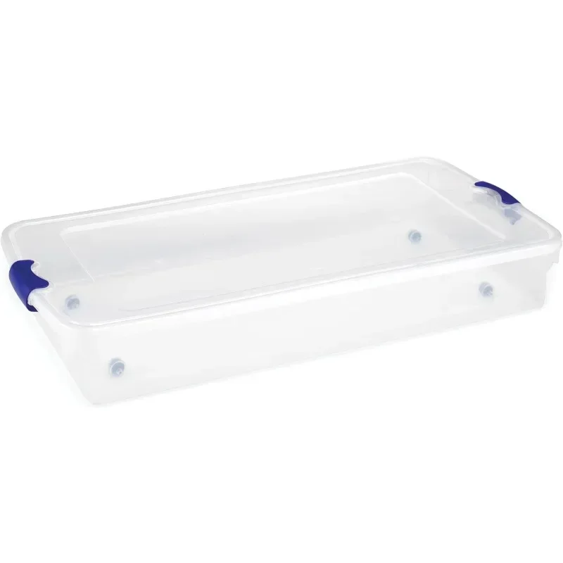 

Homz Multipurpose 60 Qt Underbed Secure Latching Clear Plastic Storage Container with Snap-On Lid and Wheels