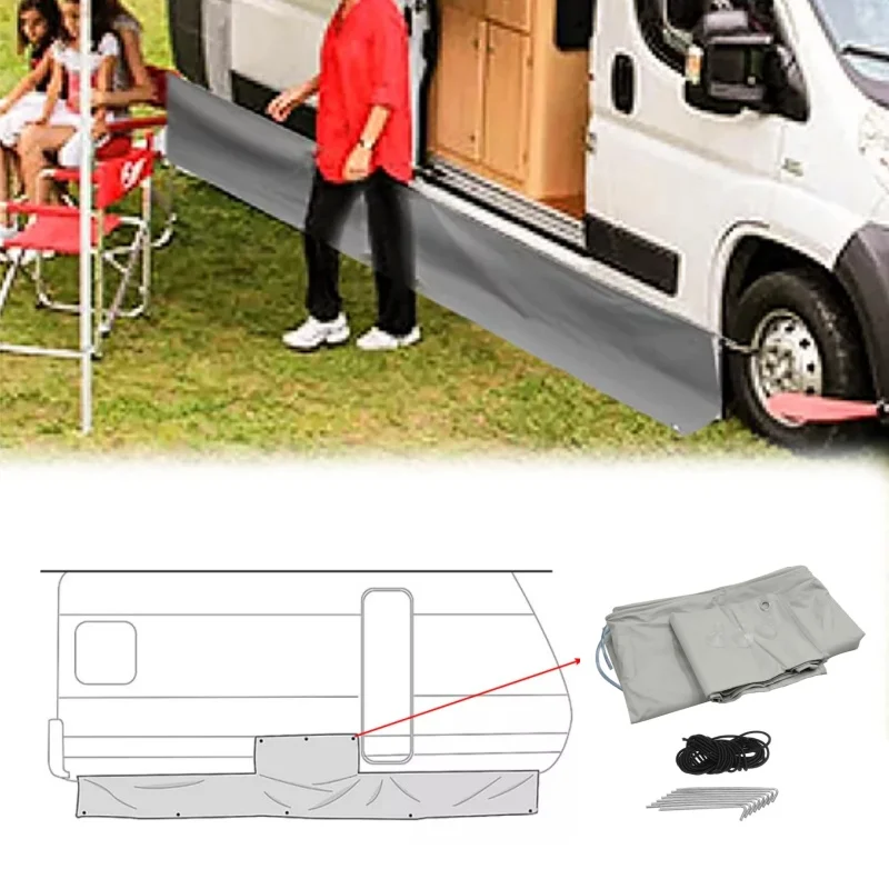 Caravan Awning Draught Skirt Kits 7m Length X 50cm Deep With Wheel Arch Covers & Suckers Campervan Side Skirting Accessories