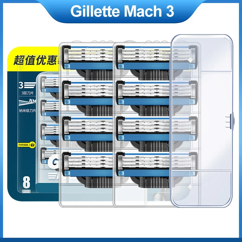 Gillette Mach 3-Scherkopf, Nachfüllkartuschen mit Schmierstreifen, 3-lagige Klingen, schnelles, sanftes Schneiden, Herren-Bart-Gesichtspflege