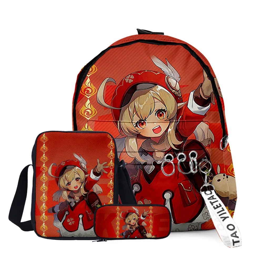 Classic Classic Genshin Impact 3D Print 3pcs/Set pupil School Bags Laptop Daypack Backpack Inclined shoulder bag Pencil Case