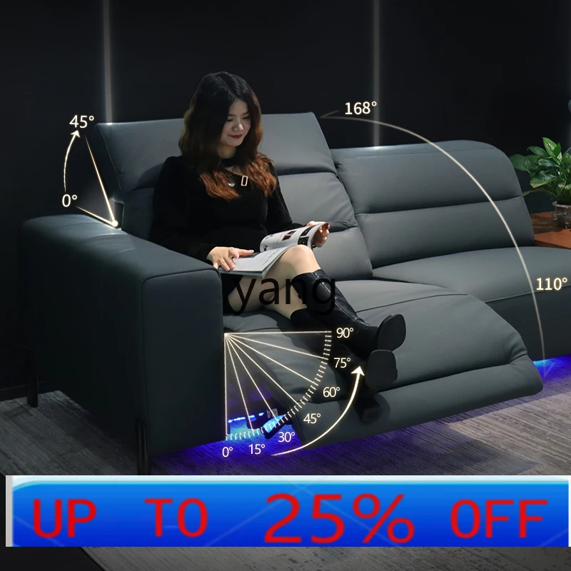 

LH electric leather sofa minimalist villa living room large multi-functional adjustable zero against the wall