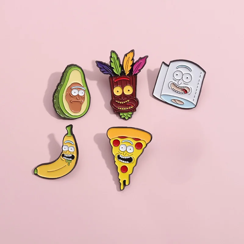 Pin Club broche de cara de dibujos animados divertidos, insignia de Metal de fruta de plátano, Pizza personalizada creativa, accesorios de ropa de vaquero, regalo al por mayor