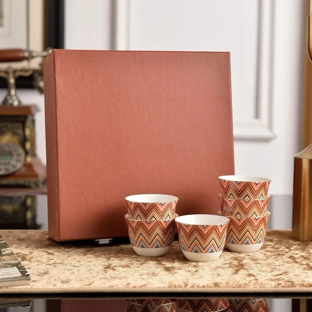 Middle East Turkish Espresso Coffee Cup Set with Saucer Kung Fu Tea Cup Tableware Fruit Plate And Cigar Ashtray Gift Box