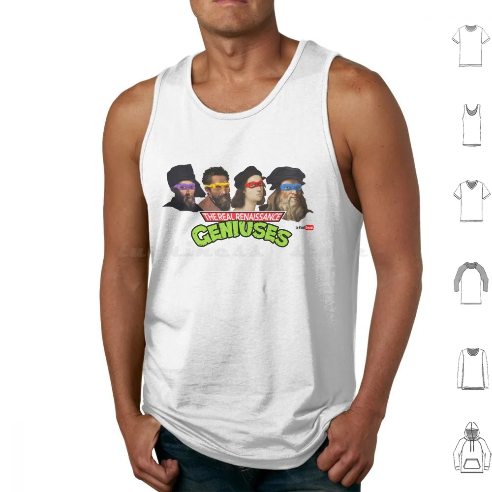 The Real Renaissance Geniuses Tank Tops Print Cotton Tortues Geniuses Michelangelo Leonardo Donatello Splinter Renaissance