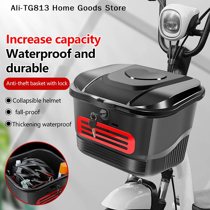 

[TG813]Outdoor Riding With Lock Basket Bicycle Storage Basket Electric Scooter And Bicycle Front Basket