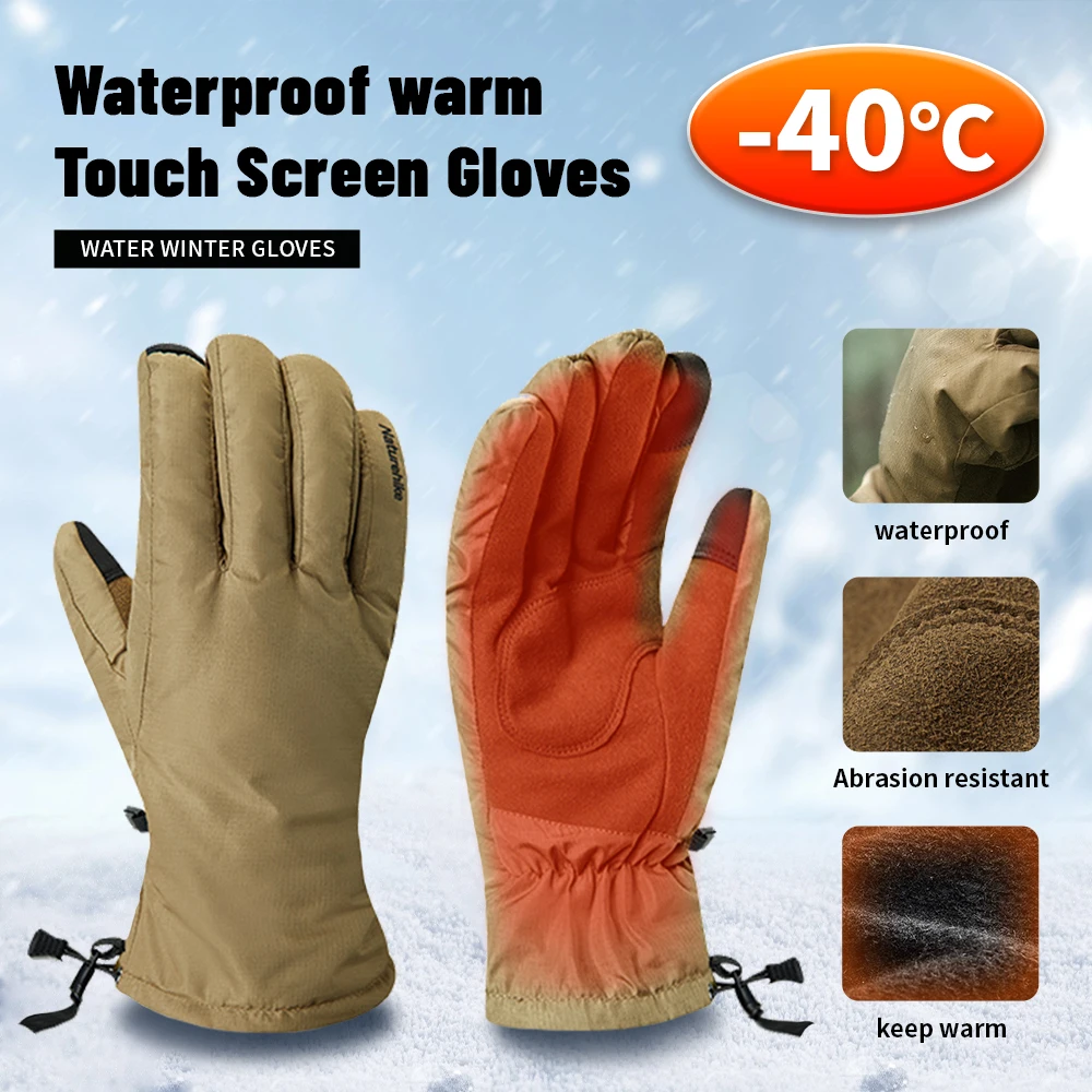 Naturehike Outdoor Warm Gloves Winter Cycling Gloves Touch Screen Gloves Man Women Windproof Waterproof Riding Ski Gloves