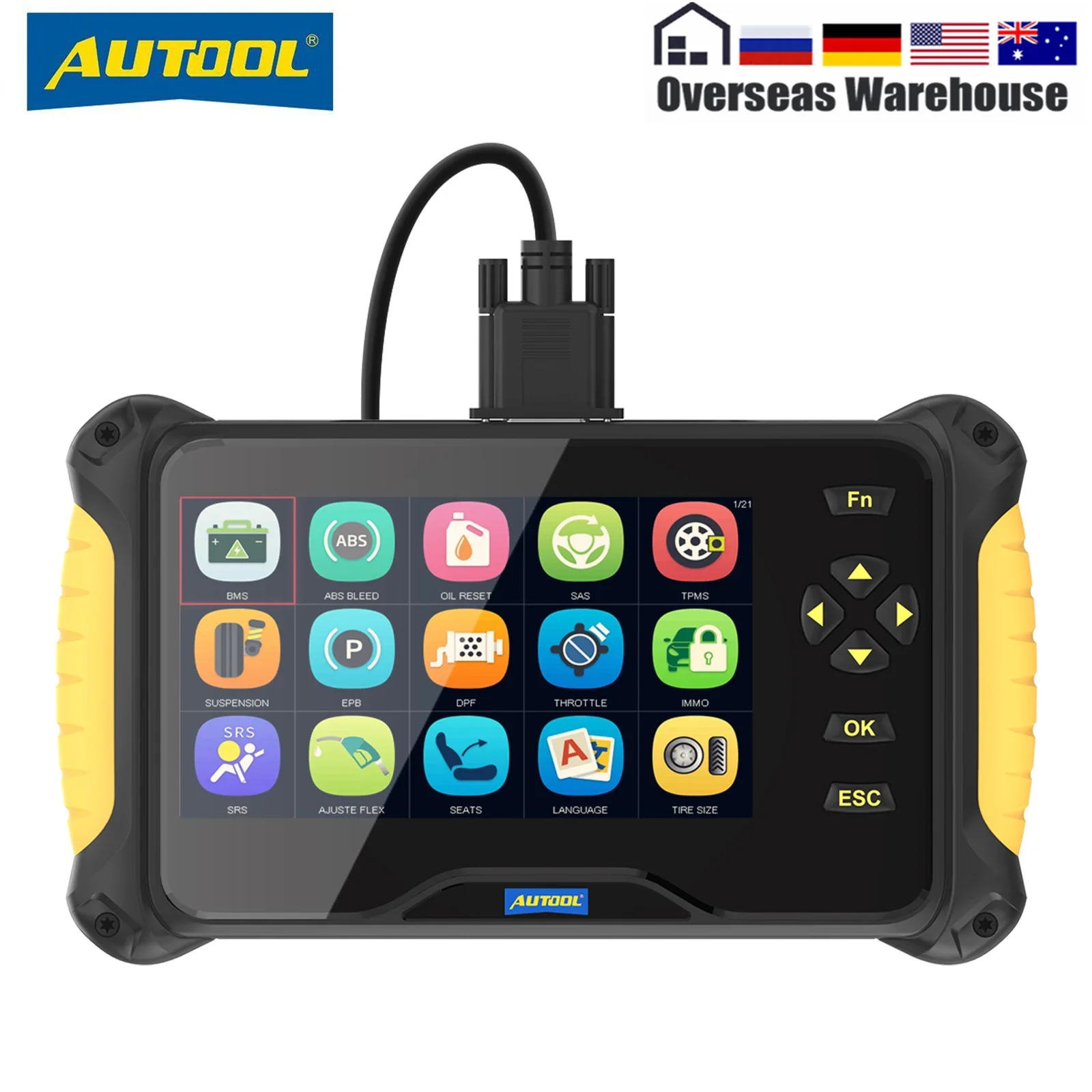 AUTOOL CS606 Автоматический сканер OBD2 Инструменты диагностики OBDII для 21 сбросов двигателя ABS SRS SAS EPB DPF Инструмент сканирования кодов налобной лампы