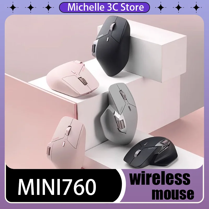 MT760 Wireless Mouse Three Mode  Game Esports Office Men and Women Cross-screen Operation Charging Big Hand Black White Mini