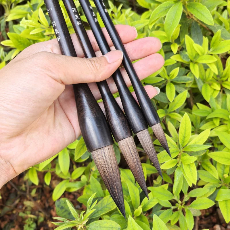 Mixed Hair Calligraphy Brush Pen Black Sandalwood Handle Medium Large Character Brush For Beginner Calligraphy Painting Practice