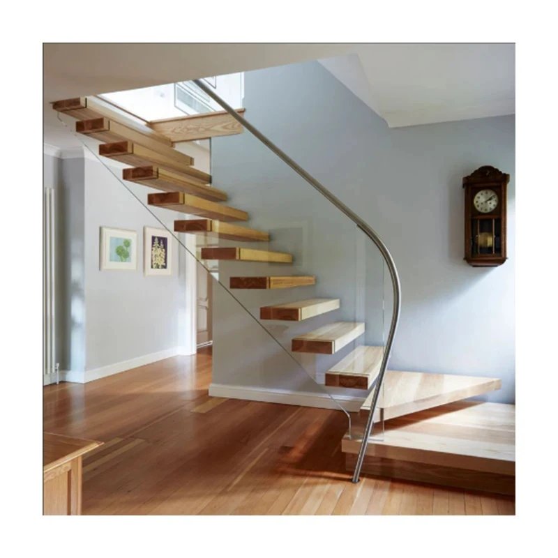 custom.Steel Wood Stainless Steel Stairs Fittings/ Interior Oak Solid Wooden Indoor Stairs Floating Stairs