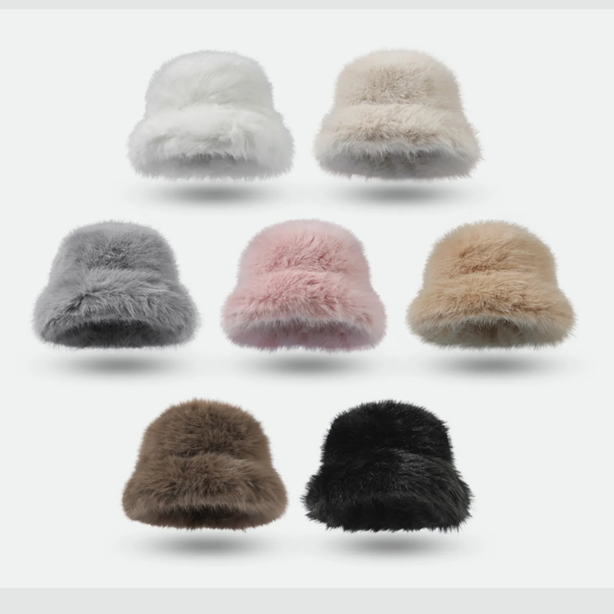 Perfect Thicken Faux Fur Fluffy Bucket Hat Keep Warm Winter Hat Panama Cap Fancy Top hat Photography Formal Hat for Ladies Women