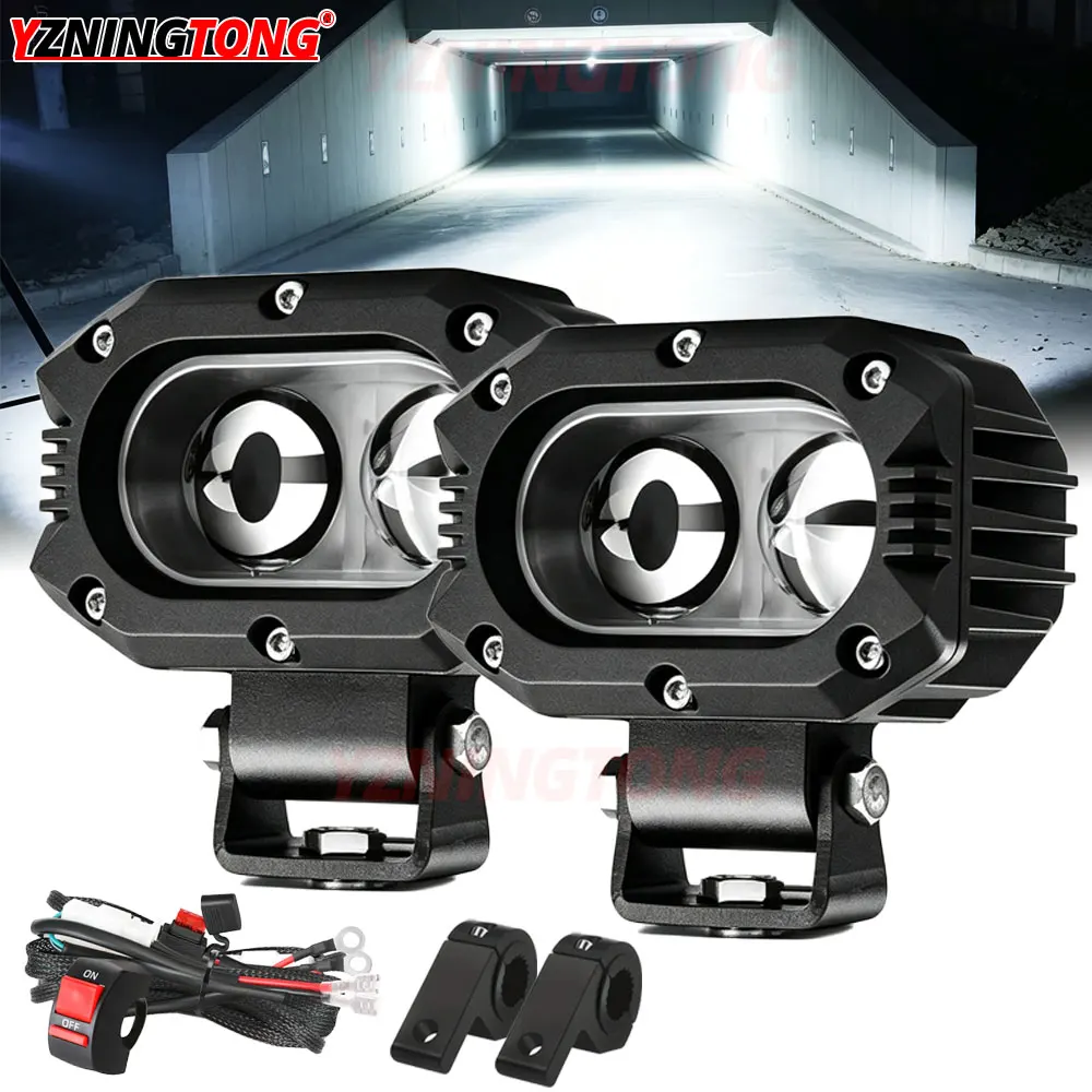 4 Inch LED Lens Headlight 12V 24V for Motorcycle 200W White Yellow Car Truck ATV Moto Led Spotlight Work Light Bar Accessories