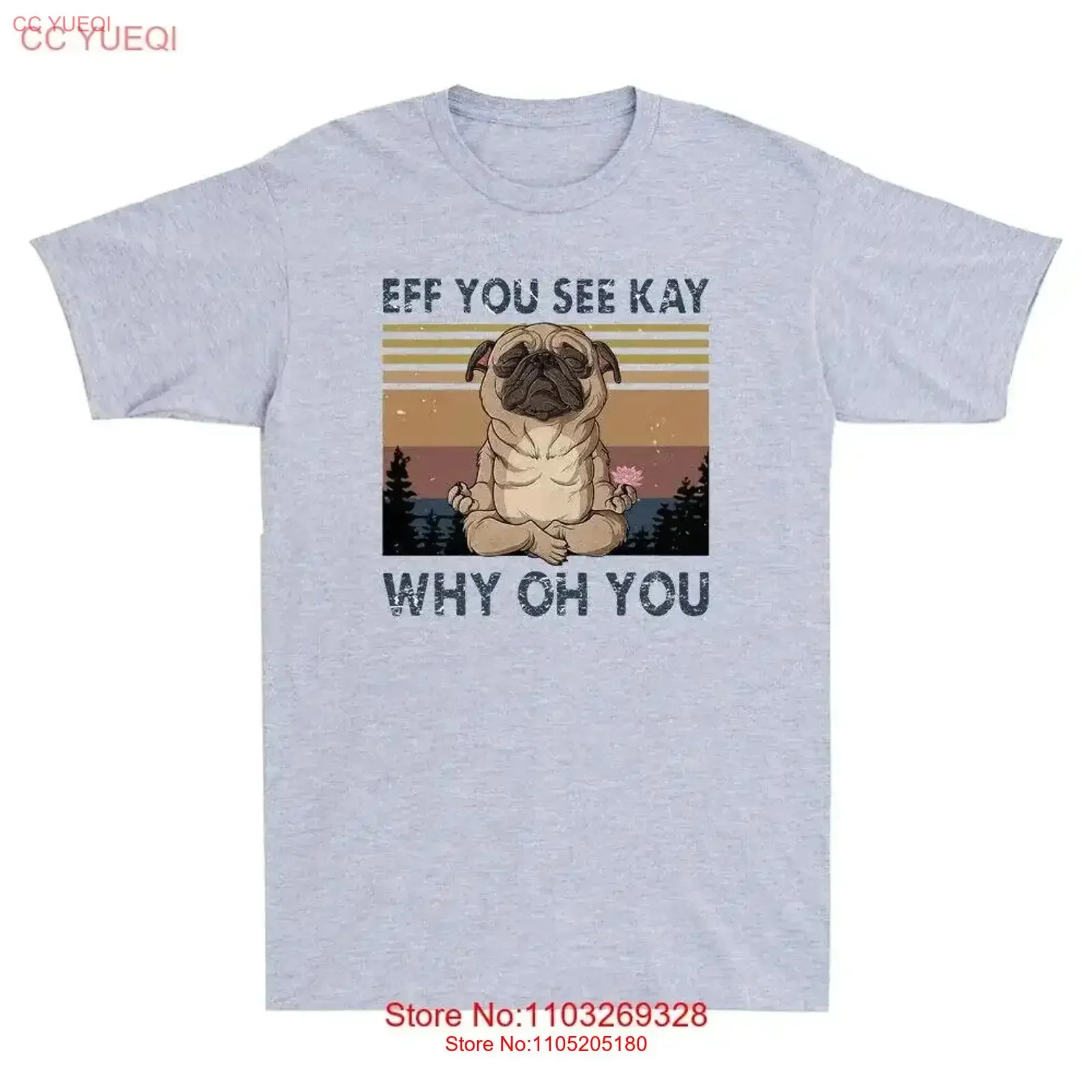 

Йога Мопс Eff You See Kay Why Oh Винтажная мужская футболка Lover Top Washed Повседневная уличная дизайнерская одежда винтажная стираная