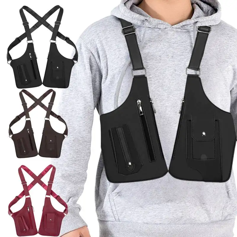 

Мужской нейлоновый рюкзак из искусственной кожи, противоугонные сумки через плечо, тактический жилет, нагрудная сумка, велосипедная двойная сумка на плечо, походный рюкзак