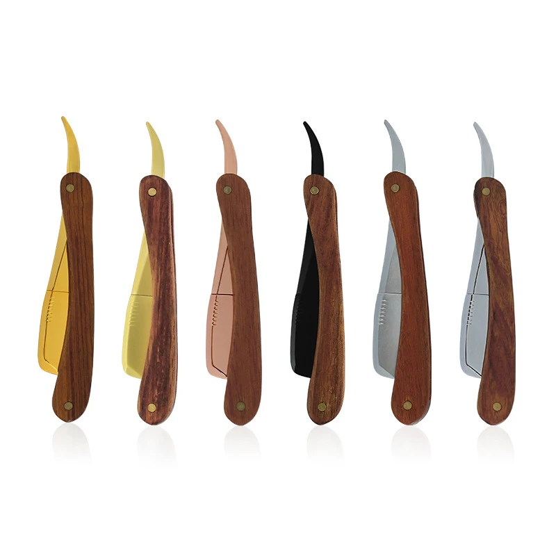 전문 스트레이트 엣지 아연 합금 날카로운 이발사 면도기, 나무 트리머, 수동 면도기, 접이식 면도 칼, 수염 면도