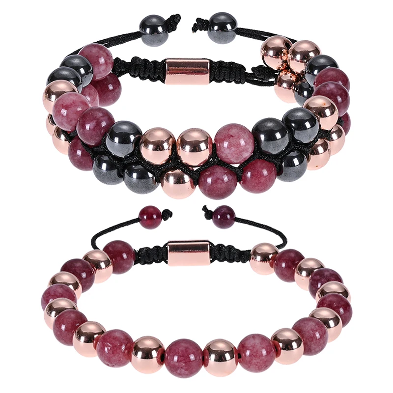 Natural Healing Power Gemstone Bracelets Crystal Beads Unisex Adjustable Double Row Beading Magnet Bracelets MASSIVE BEADS