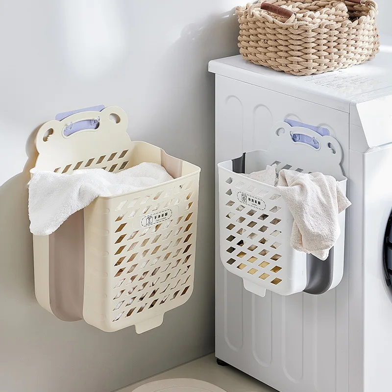 

Laundry Basket Bathroom Storage Basket Wall Mounted Foldable Bathroom Put Clothes Storage Basket Storage Baskets