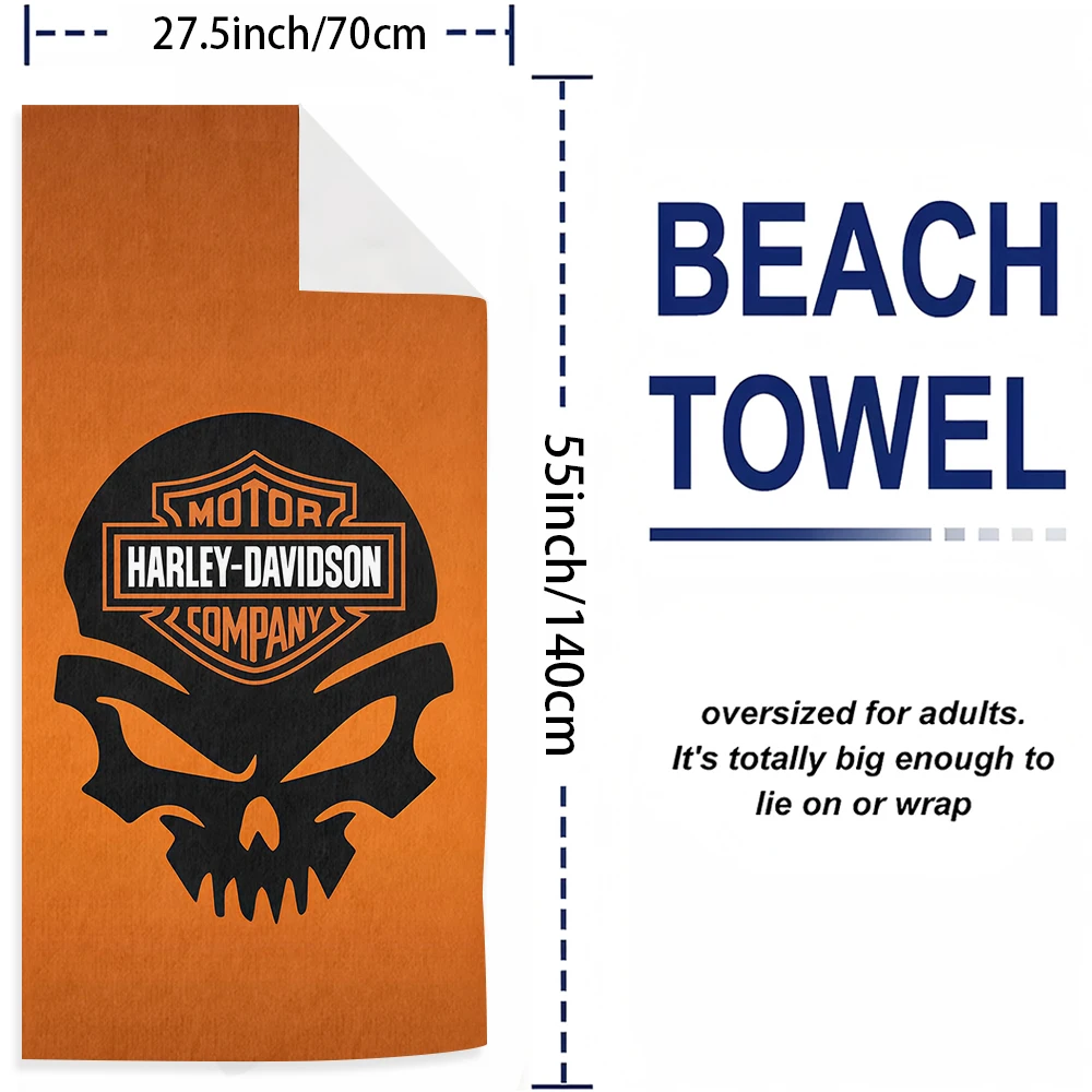 Luxury Redefined H-Harleys D-Davidson Microfiber Quick Dry Beach Towel Cute Cartoon Absorbent Soft Bath Towel for Travel Adult view 3