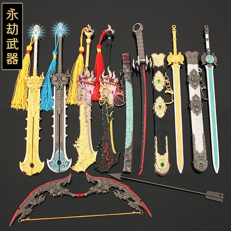 Naraka Bladepoint Game Anime Peripheral All Alloy Metal Toys Cold Weapon Model Replica Miniature Ancient Arms with Sheath Crafts