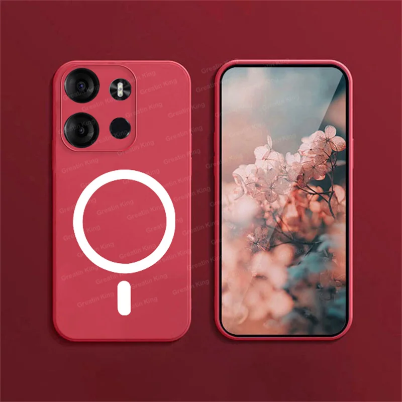 حافظة ناعمة للشحن اللاسلكي لـ Tecno Spark GO ، لون الحلوى ، الدائرة المغناطيسية ، البوب 7 ، BF6 ، البوب 7 ، البوب 7 برو ، BF7