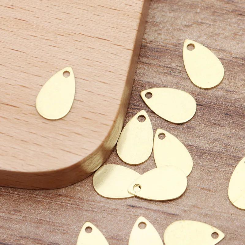 100pcs/50pcs 10x6mm Metal Brass Teardrop-shaped Charms Pendants for Jewelry Making Supply Pendants Hairwear Handmade Accessories