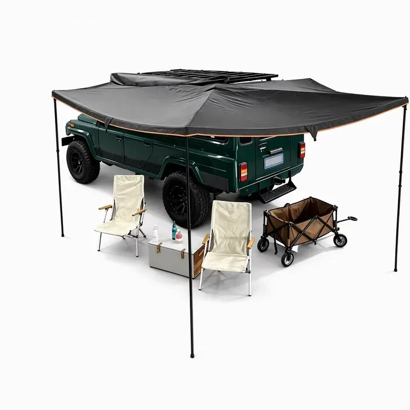 TOP MOUNT 270C Large Capacity 270 Degree Awning 5-6 Person Car Side Sunshade for Family Camping Trip
