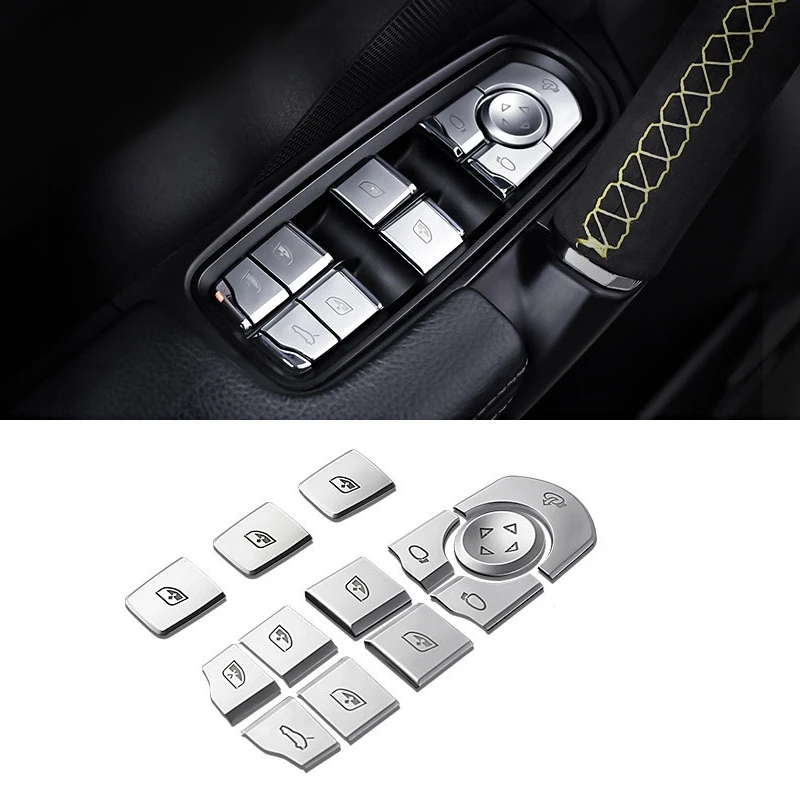 Car Window Lifter Buttons Sequins Decoration Trim Chrome Interior Cover for -