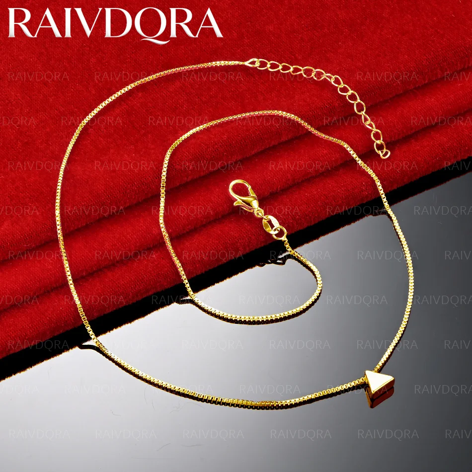 18K Gold Plated 45cm Small Triangle Necklace For Women Charm Trend Birthday Gifts Fashion Party Fine Jewelry