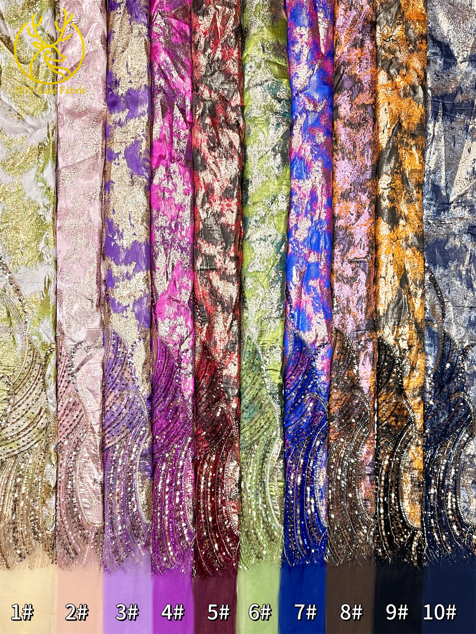 Lila luxuriöser afrikanischer schwere Perlen-Chiffon-Spitzenstoff 2026 Hochwertiger nigerianischer Pailletten-Spitzenstoff für Abendkleider 5 Yards – Detail 30