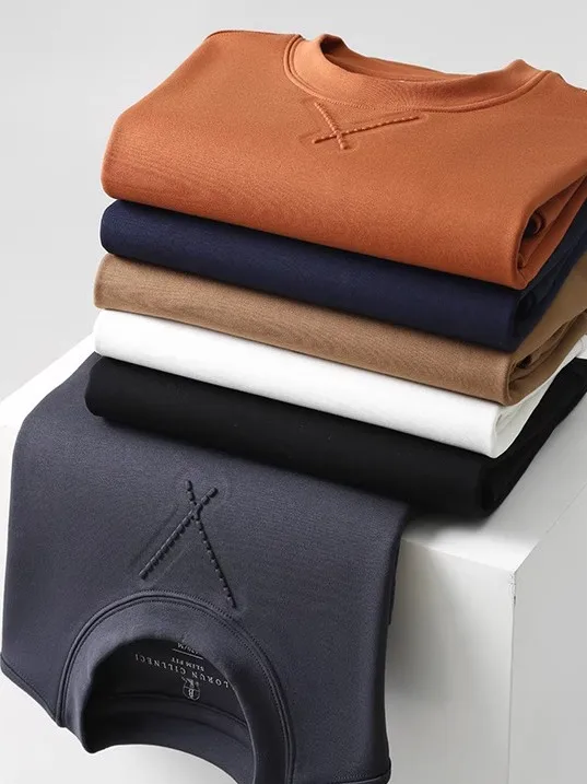 

Мужская термофутболка Luxury Series 00-Strand с флисовой подкладкой, длинным рукавом, круглым вырезом, повседневная, теплая, комфортная посадка