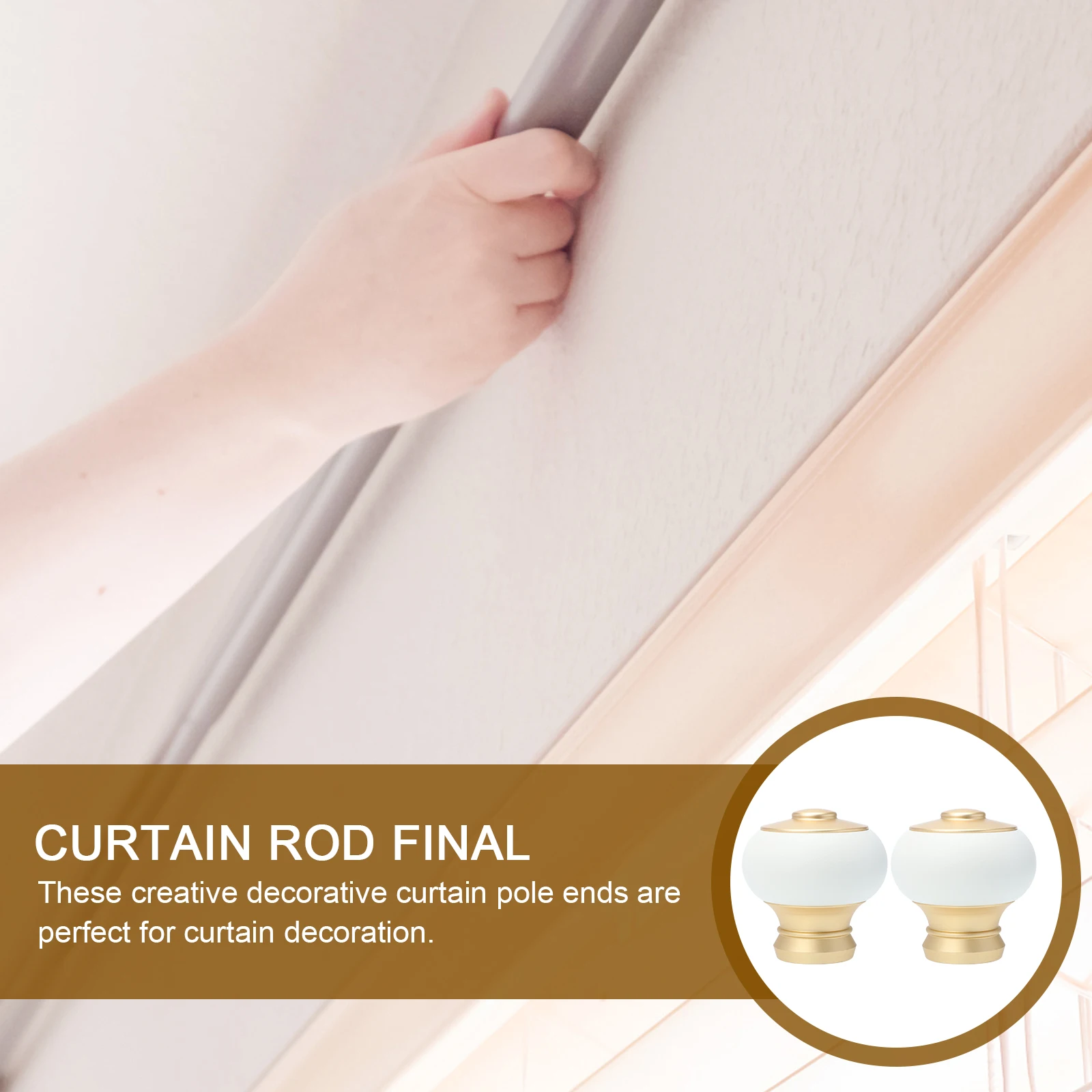 

Double Curtain Rod Decorative Head Window Curtains Ball Rods Roman Pole White Aluminum Alloy