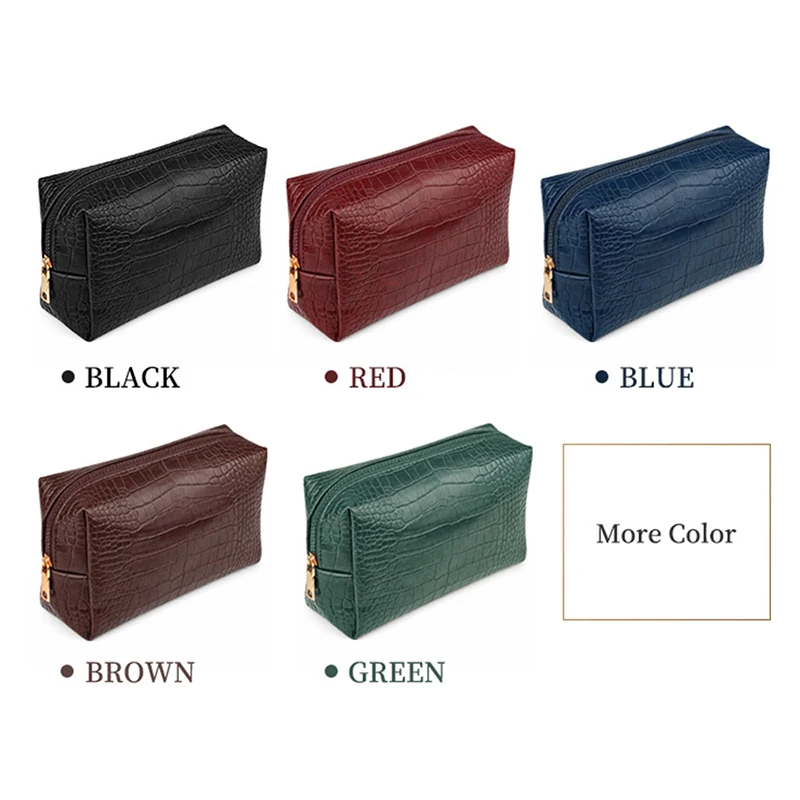 Luxury Crocodile Leather Pattern Cosmetic Bag DIY Name Woman Portable Travel Make Up Bag Large Capacity Storage Bag Fashion Gift