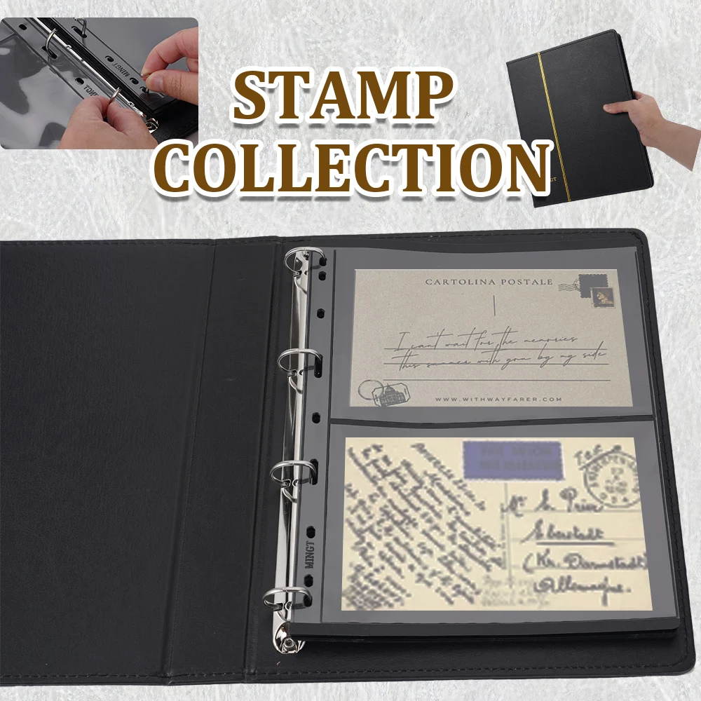9-hole Stamp Collection Black Background Double-sided Collection Format Stamp Collection Booklet Stamp Inner Pages Loose Leaf