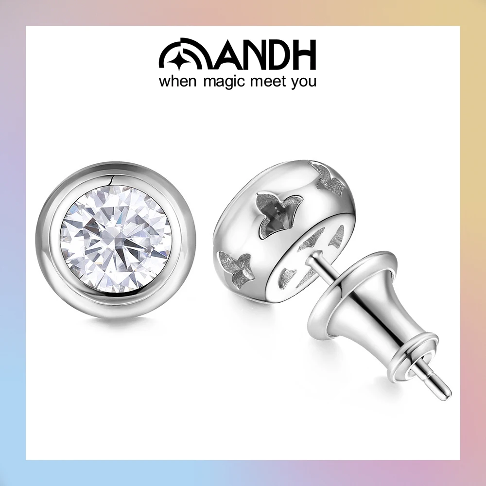

ANDH D Color VVS1 0.5/1/2ct Moissanite Stud Earrings for Man Women 925 Sterling Silver Luxury Brand High Quality Fine Earrings