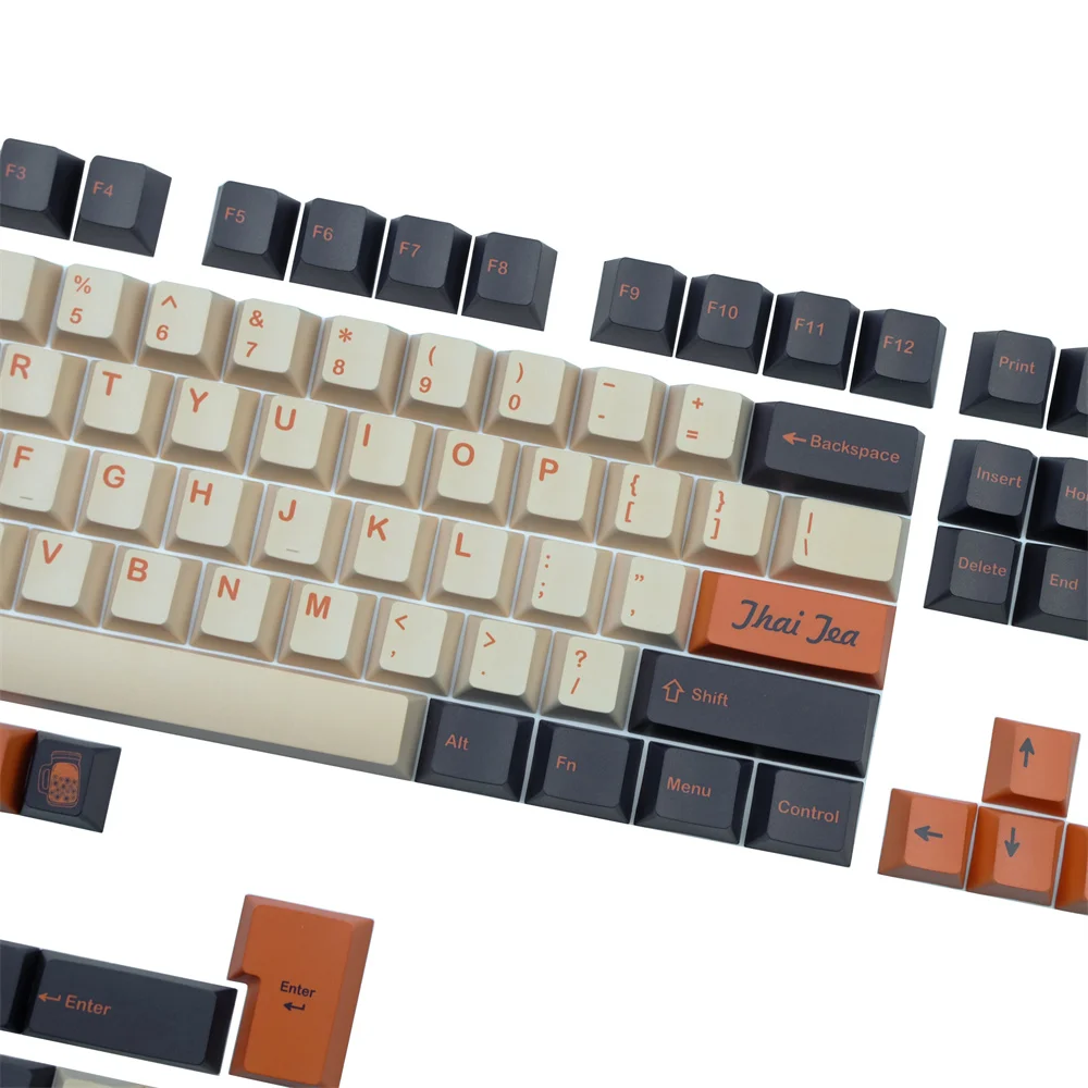 142 teclas GMK Thai Tea Clone Keycap Cherry Profile Premium PBT juegos tinte subcama para Outemu TTC interruptores cruzados Teclado mecánico